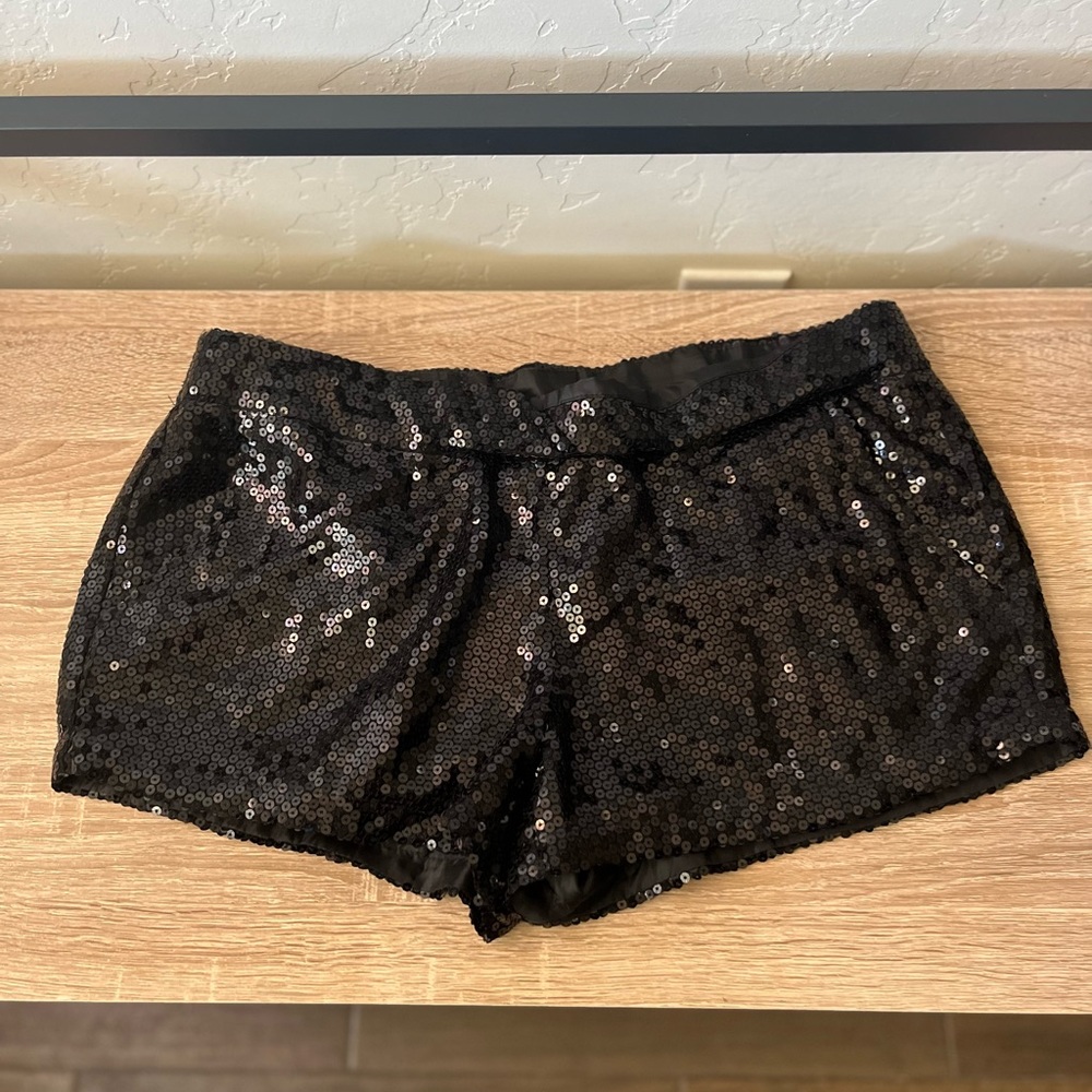 Black Poppy Sequin Shorts
